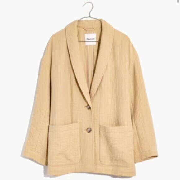 Madewell Tan Oversized Lightspun Dorset Single Breasted Blazer - Picture 12 of 12